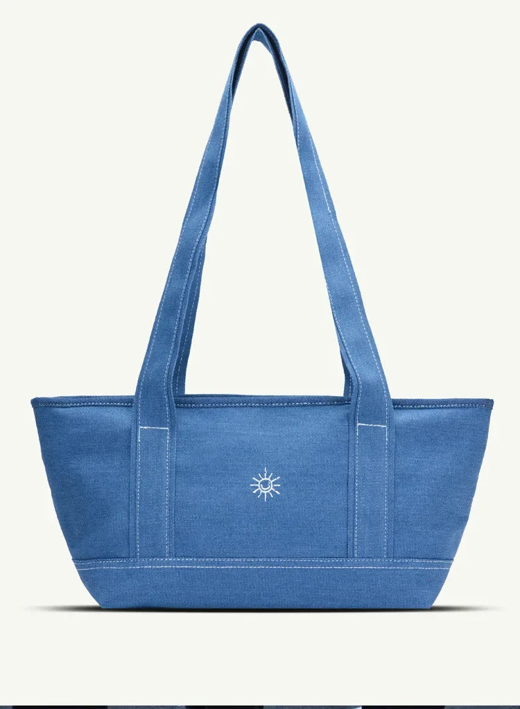 Large Capacity Canvas Shoulder Bag | Sophisticated Solid Color Tote Silhouette | Elegant "Zipper Closure" Stylish Handbag | "Dignified" Leather-Trimmed Purse for Radiant Versatile Styling Luxegan