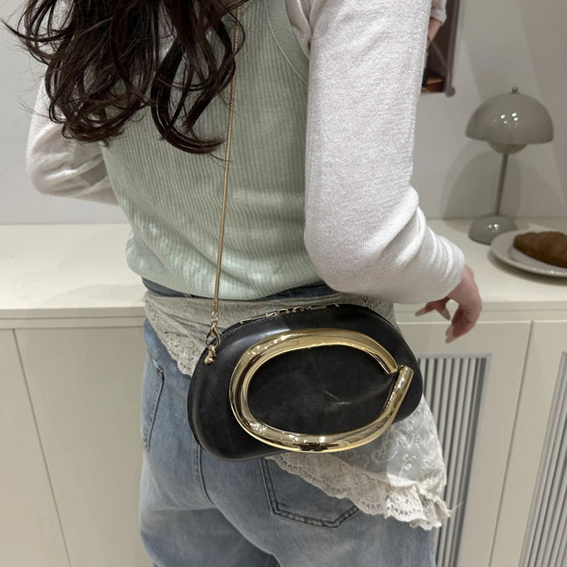 Z Style Luxury Box Clutch | Special-shaped Metal Chain Shoulder Bag Luxegan