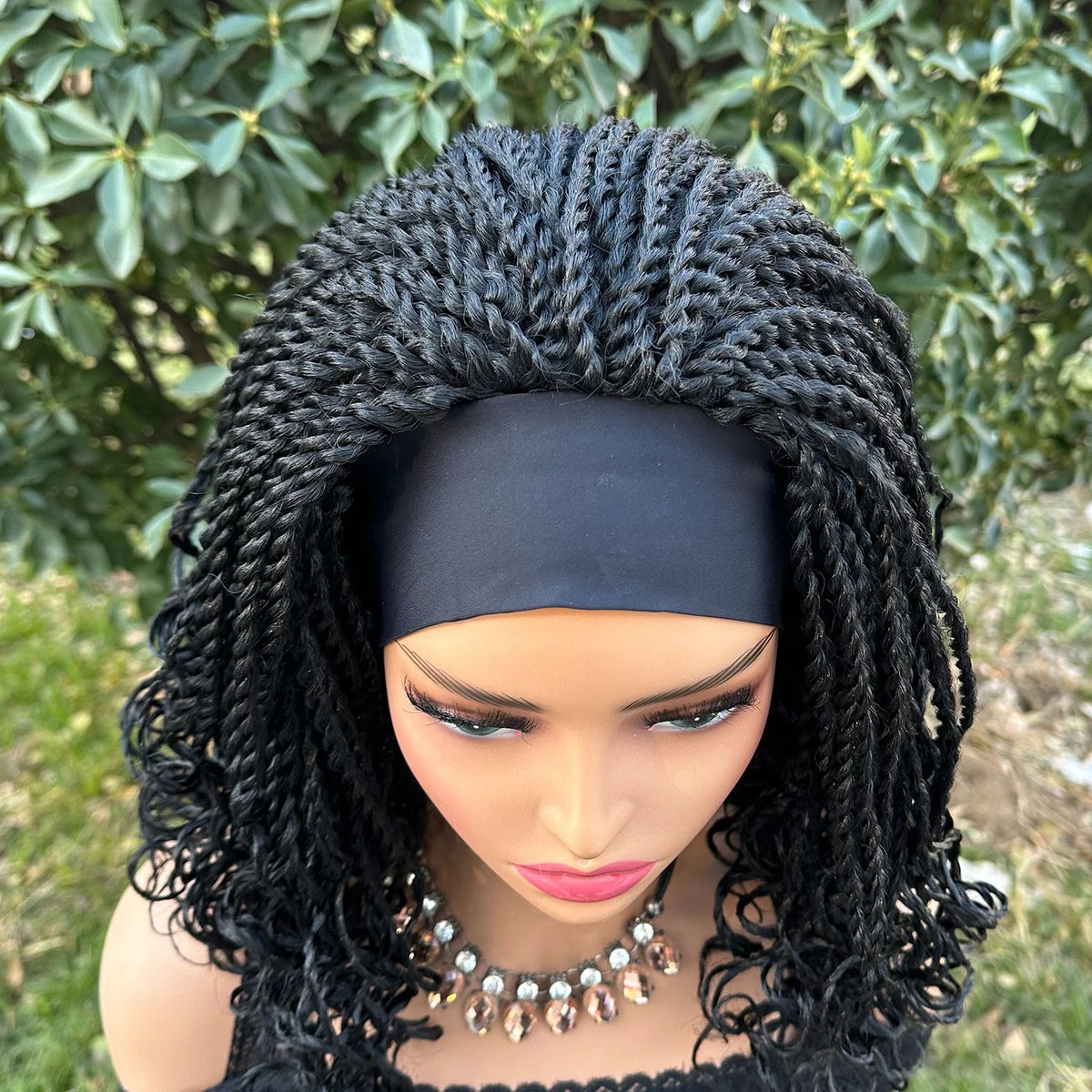 Short Bob Synthetic Braided Headband Wigs For Black Women Box Braided Headband Bob Wig African Braiding Hair Headband Wig Luxegan
