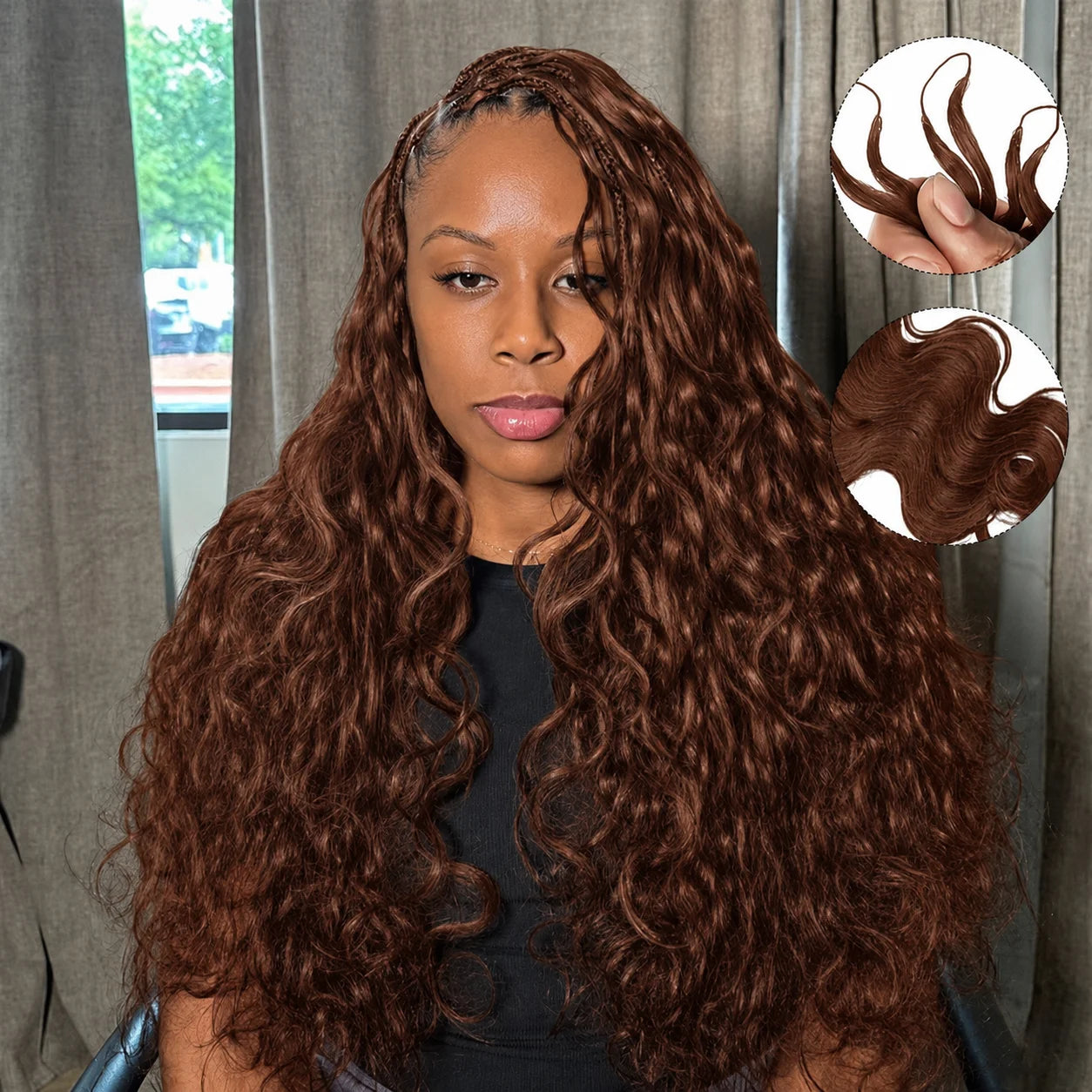 Feather Brown Body Wave Human Hair Crochet Extensions | 16–24 Inch Luxegan