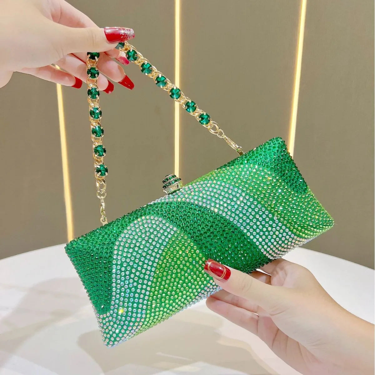 Fashion Trendy Rhinestone Evening Bag | Shiny Glitter Party Clutch & Phone Holder | Large Capacity Women’s Baguette Handbag | Glamorous Sparkling Purse for Party & Daily Use Luxegan