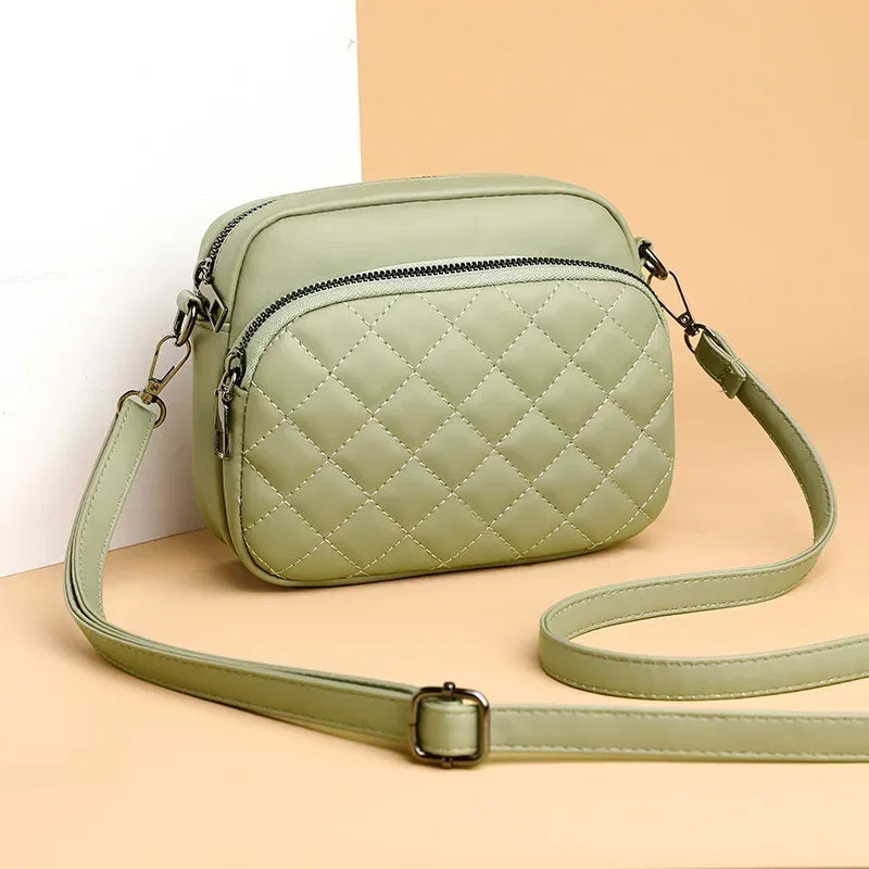 Diamond Lattice Women's Shoulder Bag | Leather Crossbody Handbag & Purse Luxegan