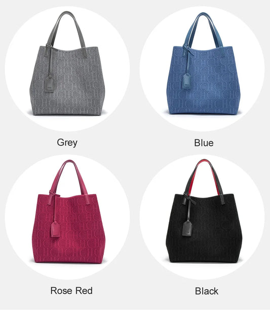 Ladies' Classic Shoulder Bag | Fashion Pure Color Handbag & Large Capacity Tote Luxegan