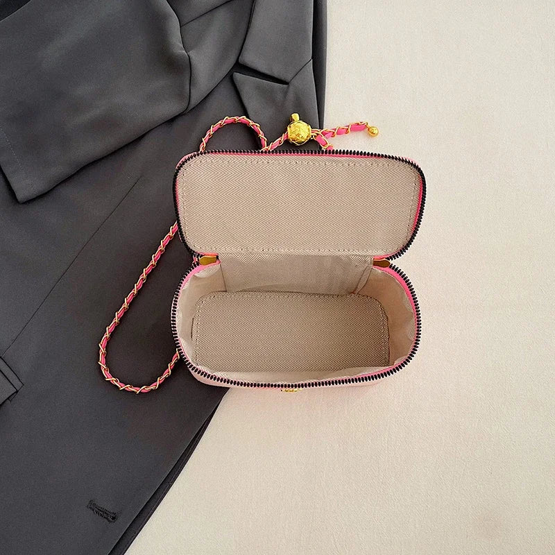 Denim Knitting Box Bag | Hard Luxury Designer Small Square Chain Crossbody Luxegan