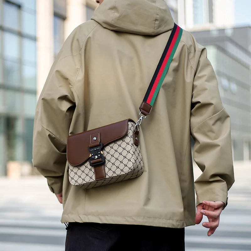 Jacquard Pattern Men's Crossbody Bag | Sophisticated "Diamond Lattice" Silhouette | High-End Casual Business Commuter Bag | "Dignified" High-Performance Waterproof Sling for Radiant Versatile Styling Luxegan