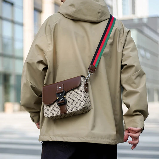 Jacquard Pattern Men's Crossbody Bag | Sophisticated "Diamond Lattice" Silhouette | High-End Casual Business Commuter Bag | "Dignified" High-Performance Waterproof Sling for Radiant Versatile Styling Luxegan