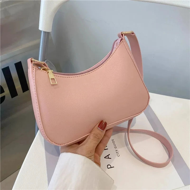 Fashion Solid Color Shoulder Bag For Women | PU Leather Armpit Handbag | Casual Daily Underarm Bag Girls Shopping Purse (Bolsa) Luxegan