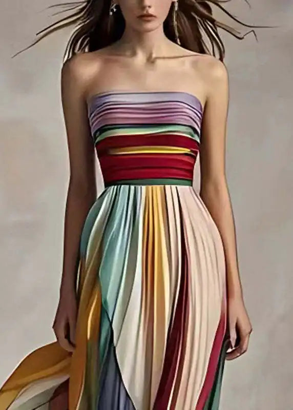 Patchwork Print Strapless Maxi Dress | Sleeveless A-Line Holiday & Party Dress Luxegan