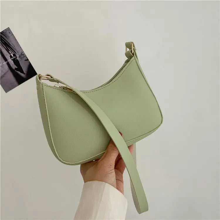 Retro PU Leather Shoulder Bag | Casual Solid Color Underarm Hobo Purse Luxegan