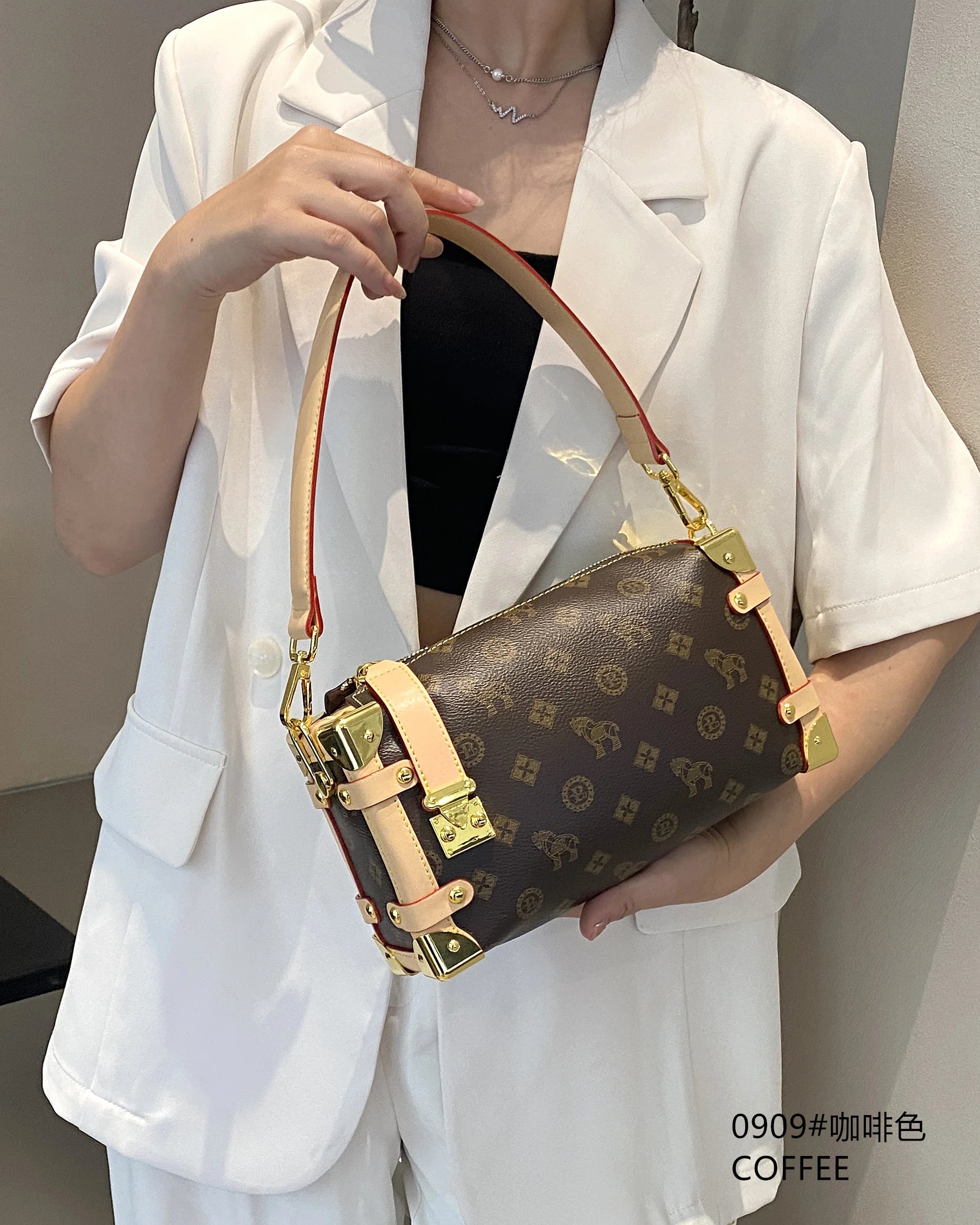 Stylish Coffee Brown Crossbody Bag | Hard Shell Underarm Shoulder Purse & Lightweight Casual Handbag Luxegan