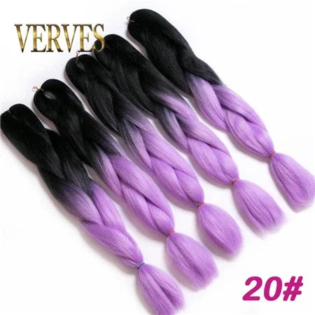 Synthetic Jumbo Braid Kanekalon Braiding Hair 24in | Ombre & Solid Colors | 100g