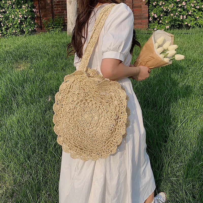 Bohemian Straw Bags for Women | Circle Beach Handbags & Rattan Shoulder Bags Luxegan