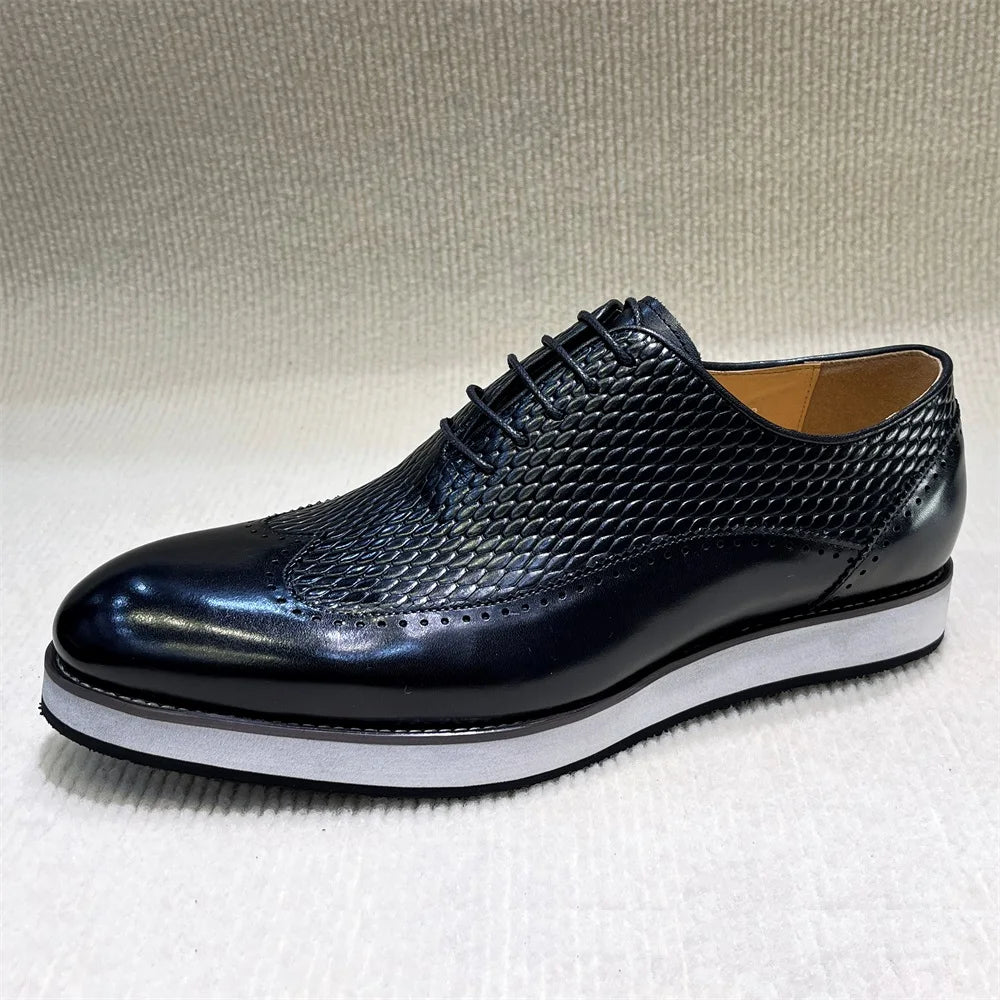 Men's Handcrafted Full Grain Leather Loafers | Sophisticated Cap Toe Oxford Casual Shoes | Elegant "Full Grain Calfskin" Silhouette | "Dignified" Breathable Flat Sneakers for Radiant Versatile Daily & Office Wear Luxegan