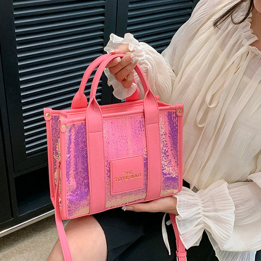 The Tote Bag: Luxury Designer Leather Handbag with Glitter & Sequins Luxegan