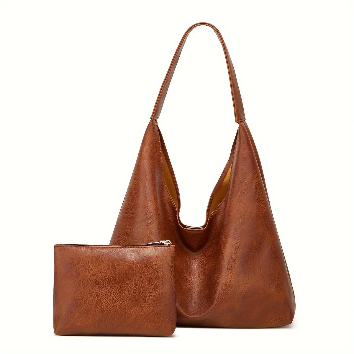 PU Leather Casual Retro Simple Large Bag | Acrylic Lined Hasp Closure Tote Luxegan