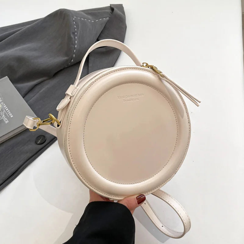 Round Crossbody Bags for Women | High Quality PU Leather Designer Shoulder Bag & Female Clutch Purse (Solid, Soft) Luxegan