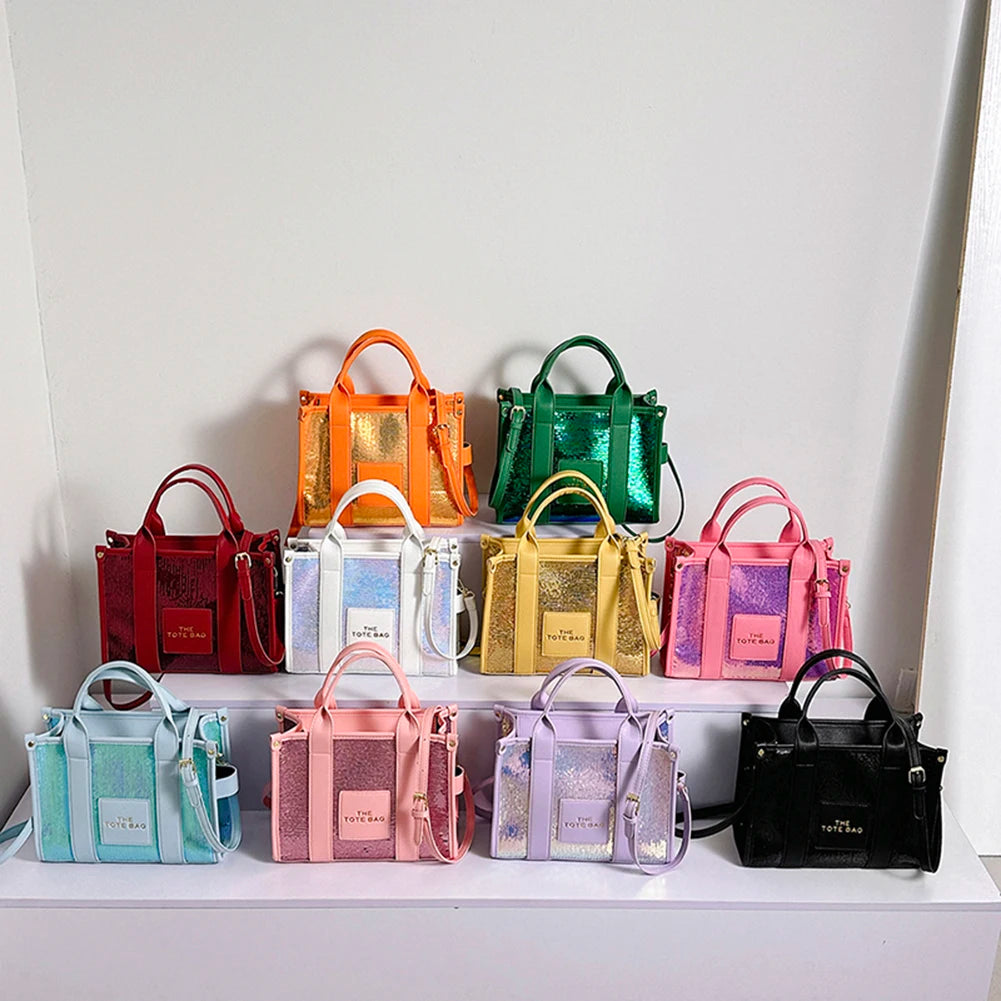 The Tote Bag: Luxury Designer Leather Handbag with Glitter & Sequins Luxegan