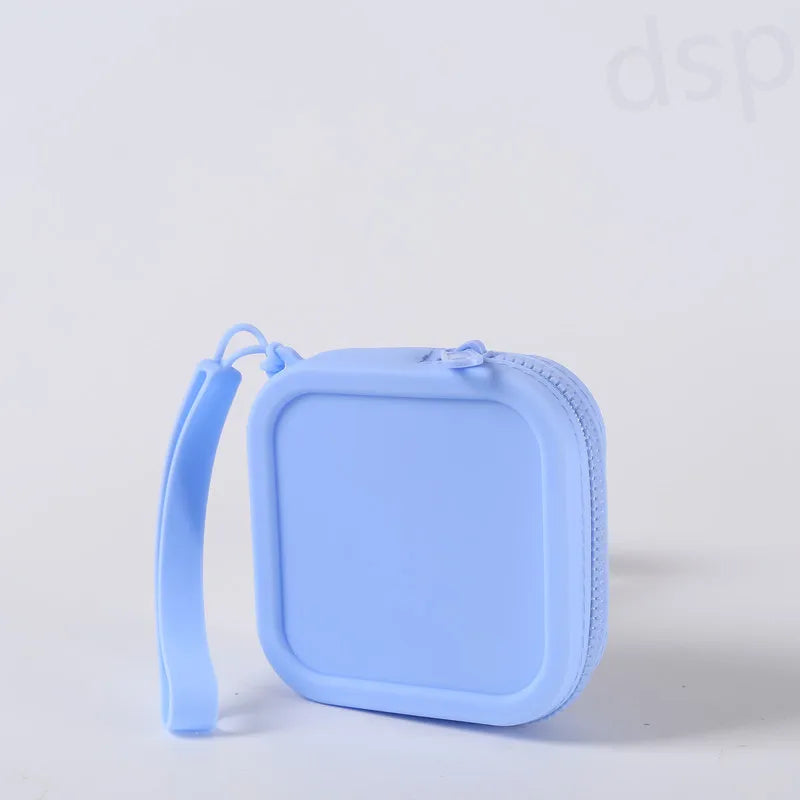 Silicone Solid Square Organizer | Zipper Waterproof Mini Wallet & Earphone Case Luxegan