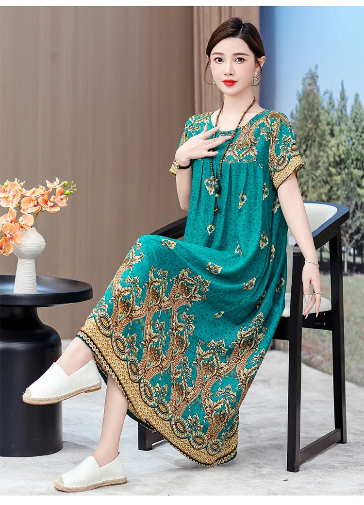 New 2025 Women Dress Female Casual short Sleeve cotton Dresses loose solid Vintage Sweet Clothing Vestidos  vestido verano