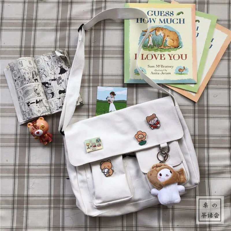 Cute Retro Girl Messenger Shoulder Bag | Canvas Student School Female Luxegan
