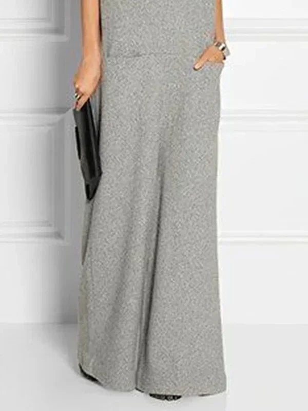 UOOZEE Women's Solid Color High Neck Pockets Elegant Maxi Dresses 2026 New Summer Short Sleeves Loose Urban Casual Long Dress