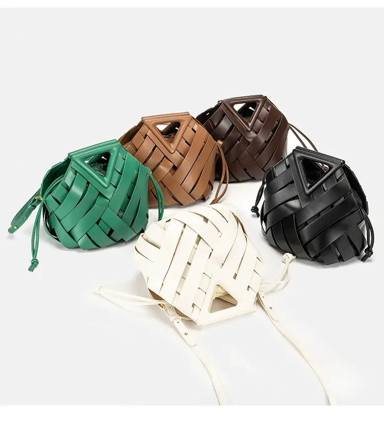 Trendy Vegan Leather Woven Tote Bag for Women Top Handle Purses and Handbags | Fashionable - view 4