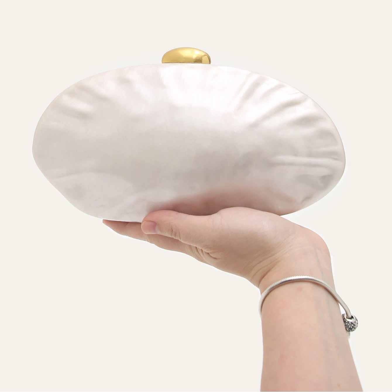 Acrylic Shell Minaudiere | Hard Elegant Long Chain Clutch Luxegan