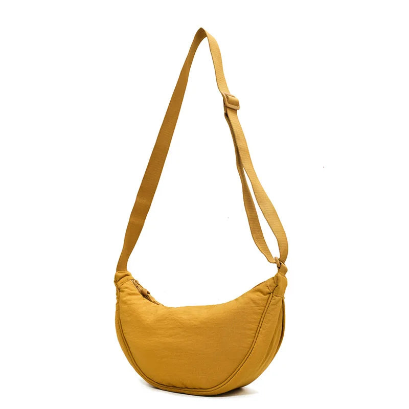 Solid Color Women's Portable Shoulder Bag Simple Female Nylon Cloth Padded Crossbody Bags | Travel Purse Handbags Messenger Bag Luxegan