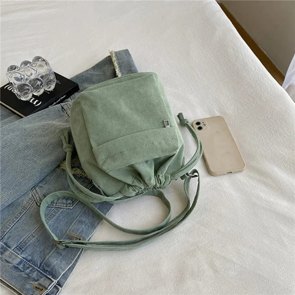 New Women's Bag | Korean Style Drawstring Bucket Bag & Casual Light Youth Crossbody Bag Luxegan