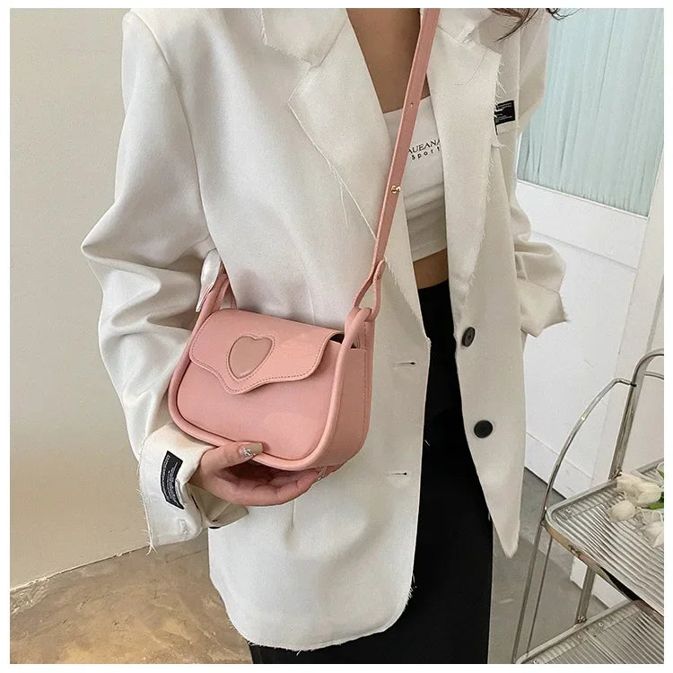 Cute Love Heart Shoulder Bag | Small Square Crossbody with Scarf Luxegan