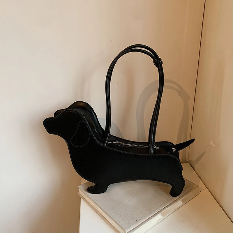 Novelty Cartoon Dog Shaped Armpit Purses | Unique PU Leather Handbag & Solid Designer Bag (Funny Shoulder Bags & Kawaii Girls Tote Bags) Luxegan