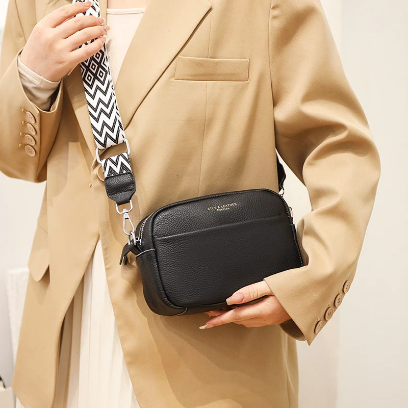 High Quality Genuine Leather Women's Crossbody & Shoulder Bag | Luxury Solid Color Cow Leather Handbag (Female Messenger Tote Sac) Luxegan