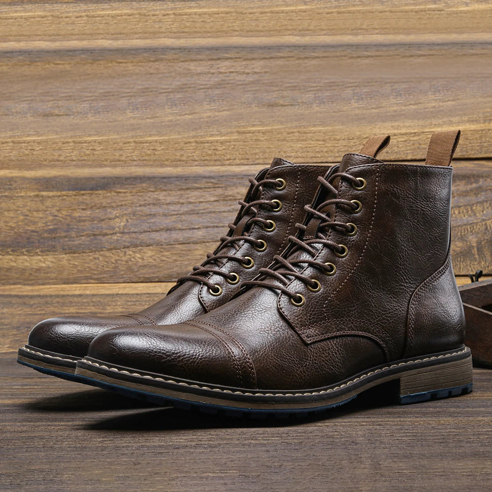 Brogue Chelsea Men's Boots | American Style Comfortable Fashion Leather Boots (Low Heel) Luxegan