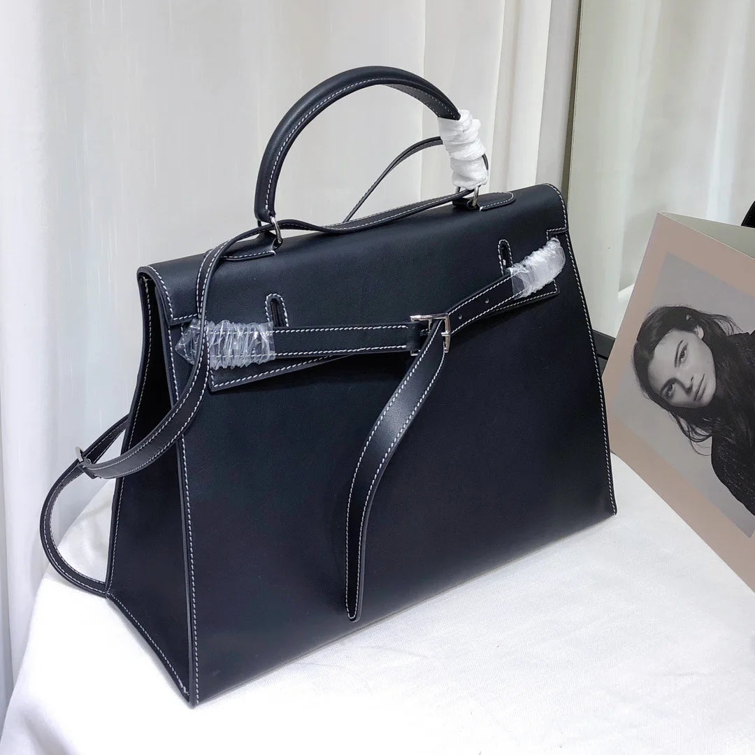 New High-end First-layer Swift Cowhide Leather Women Bag | Folding Clutch Bag Fashionable Shoulder Bag Commuting Casual Versatile Luxegan