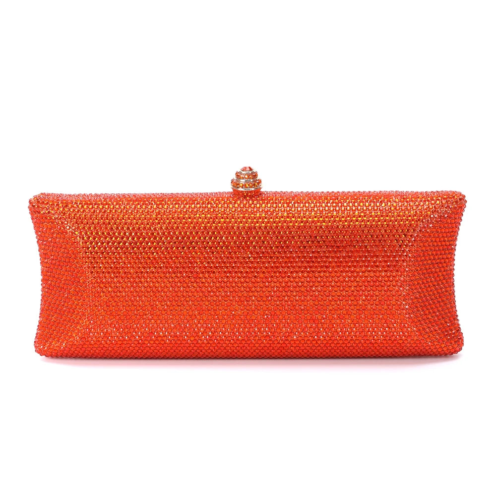 Colorful Diamond Gala Evening Bag | Sophisticated Rhinestone Party Clutch | Elegant Metallic Dinner Purse | "Dignified" Hard-Shell Bridal Handbag for Versatile Occasion Styling Luxegan