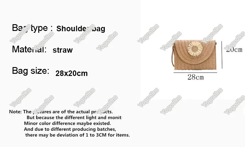 Bolsos de playa de verano para mujer Bolso bandolera de paja hecho a mano con sobre Bolso de hombro trenzado Bolso de mano de vacaciones tejido