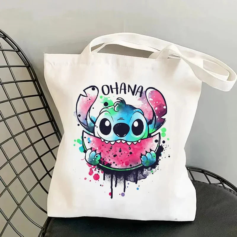 Disney Lilo & Stitch Cartoon Canvas Bag | Unisex Large Capacity Student Backpack & Shoulder Tote | Casual Shopping Totes Luxegan