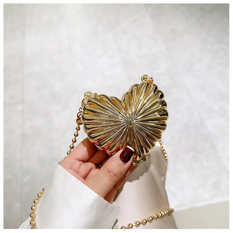 Mini Acrylic Shell Evening Bag | Designer Luxury Gold & Silver Handbag | Glamorous Wedding Party Purse | Fashionable Hard Case Chain Crossbody Shoulder Bag (Model 969288) Luxegan