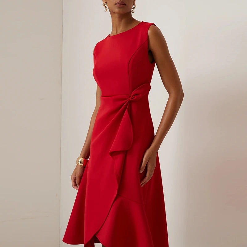 Women's Sleeveless Ruffle A-Line Dress Luxegan