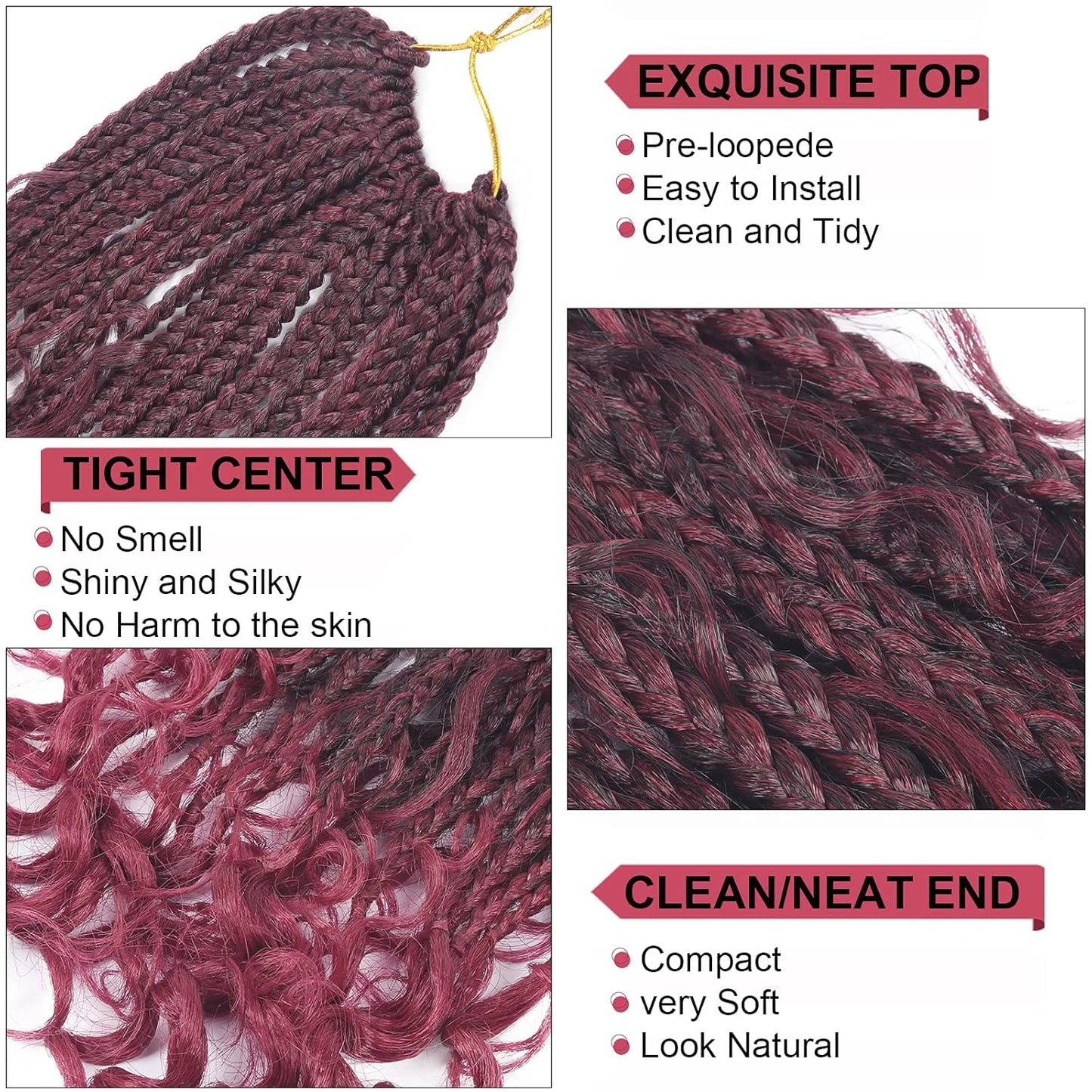 Goddess Bohemian Box Braids Crochet Hair – Curly Ends Synthetic Braiding Hair Extensions for Black - view 2