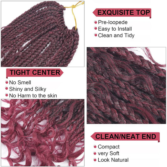 Goddess Bohemian Box Braids Crochet Hair – Curly Ends Synthetic Braiding Hair Extensions for Black - view 2