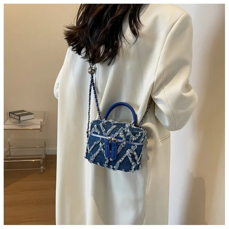 Fashion Denim Single Shoulder Bag | Women's Soft Chain Crossbody Handbag and Purse Luxegan