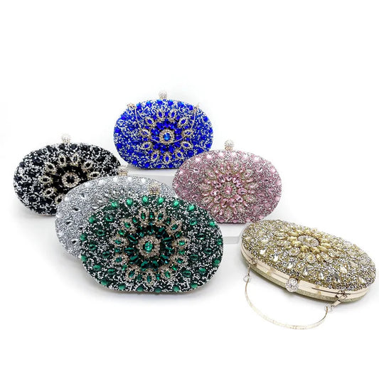 Luxury Diamond Evening Clutch for Women | Sparkling Crystal Wedding Handbag | Premium Beaded Party Purse with Cell Phone Pocket | Elegant Flap-Style Messenger Bag & Quality Gift Luxegan