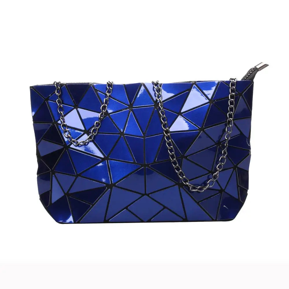 Women’s Geometric Chain Shoulder Bag | Fashion Folding Messenger Bag | Trendy PU Leather Hobo Crossbody | Versatile Plain Geometric Clutch & Evening Bag (Model 2037) Luxegan