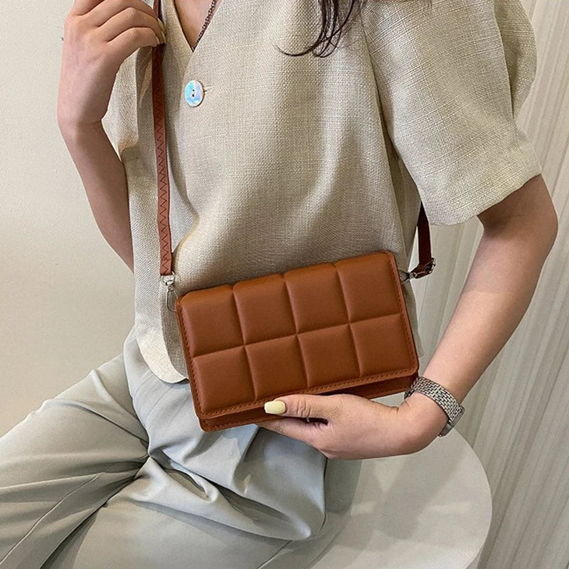 New Designer Small Messenger Handbag | Fashion Trend PU Leather Crossbody Bag for Women | Minimalist Single-Shoulder Travel Purse | Elegant Flap Style Female Handbag Luxegan