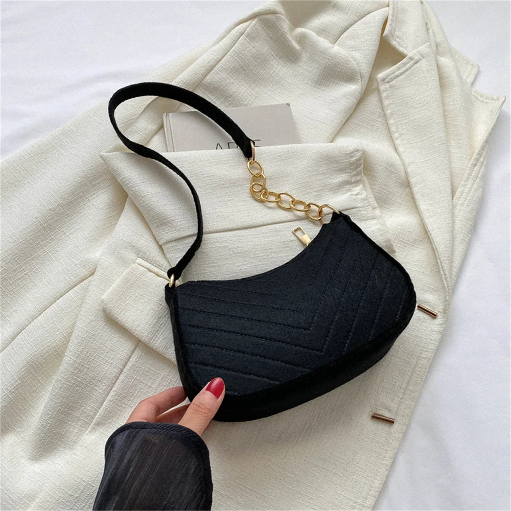 Nylon Mini Box Bag | Soft Felt Texture Solid Underarm Shoulder Bag Luxegan
