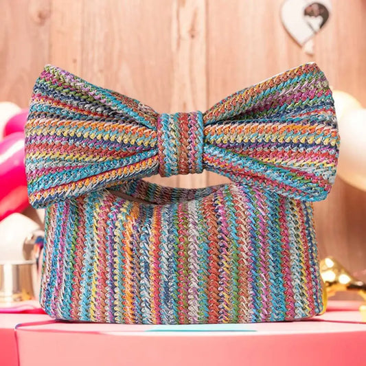 Summer Straw Woven Clutch Bag | Women's Bow Purse Luxury Design Ladies' Evening Handbag Luxegan