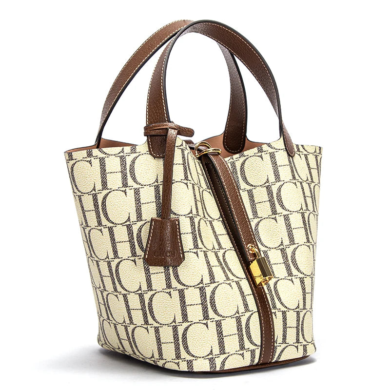 Classic Fashion Letter Design Women’s Tote Bag | Large Capacity Business Bucket Handbag | Versatile Casual PVC Shoulder Bag | Designer-Inspired Trendy Daily Tote (Model CO1C2021) Luxegan