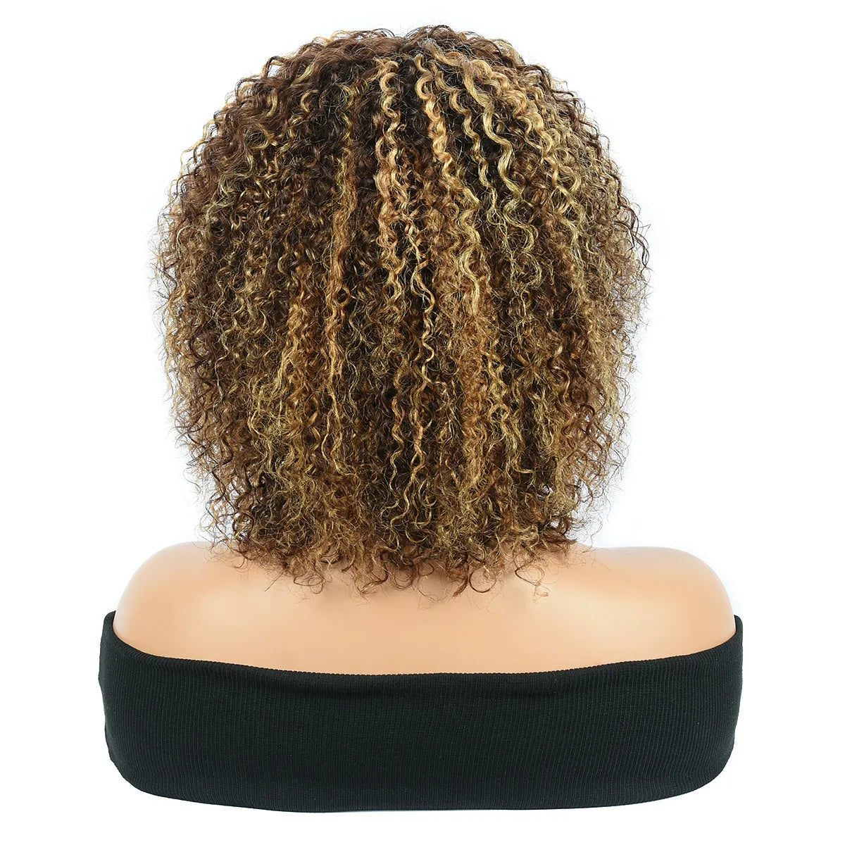 Highlight P4/27 Jerry Curl Pixie Cut Human Hair Wig with Bangs - 10-Inch Full Machine-Made Glueless Short Curly Wig - 100% Human Hair Natural Afro Curly Wig for Women (Factory Price) Luxegan