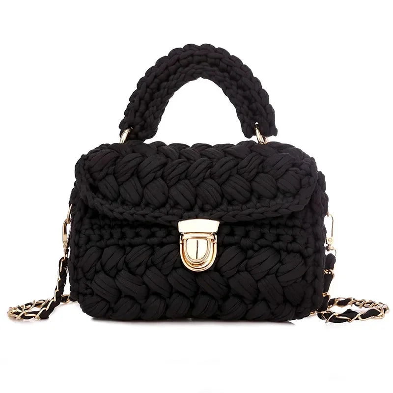 DIY Fashion Knitted Rope Woven Tote | Casual Chain Shoulder Bag Luxegan